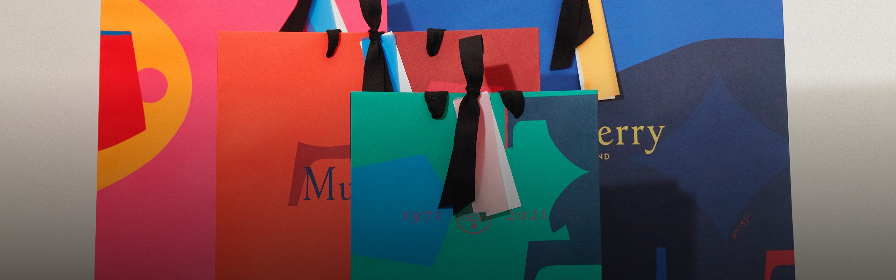 Mulberry packaging in multiple colours